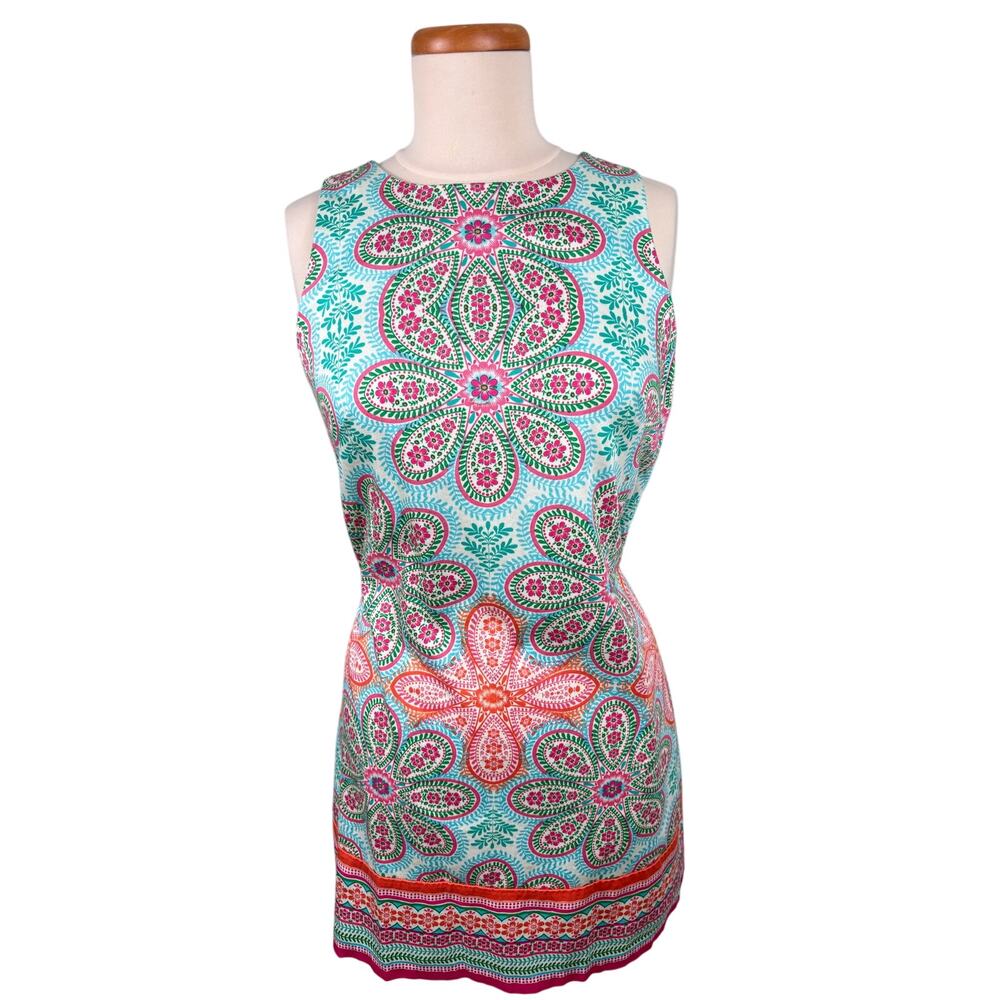 London Style Women's Size 8 Multicolor Festive‎ Floral Paisley Sleeveless Dress